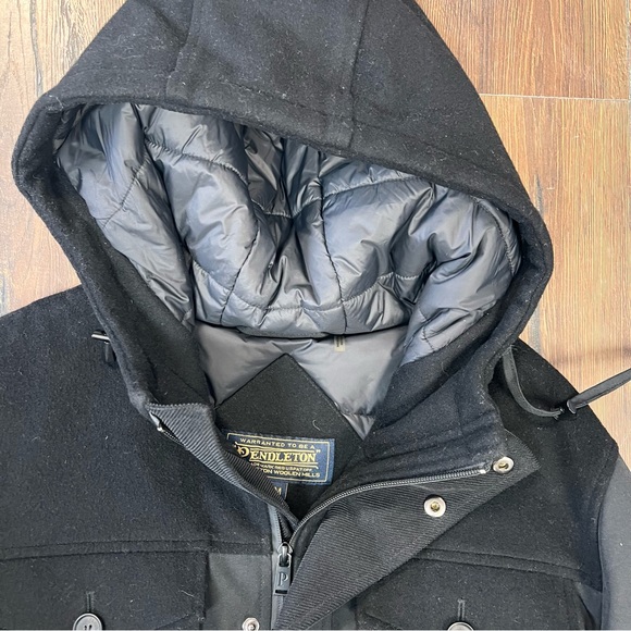 Pendleton Men’s Ontario Down Filled Parka Black Hooded Jacket SZ MED - Picture 6 of 12